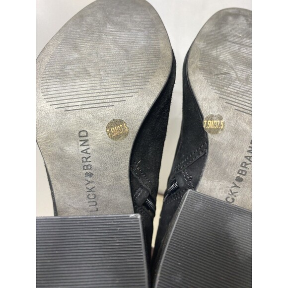 Lucky Brand Rainns Bootie Ankle Boots Chunky Heel Black Suede Size 7.5 M - Picture 6 of 10